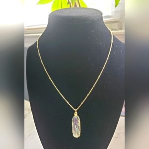 Avia Carved Shell 14k Gold Feather Necklace